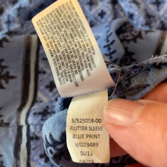 Old Navy Small Flutter Sleeve Rayon Blue Dress Knee Length - Picture 5 of 7